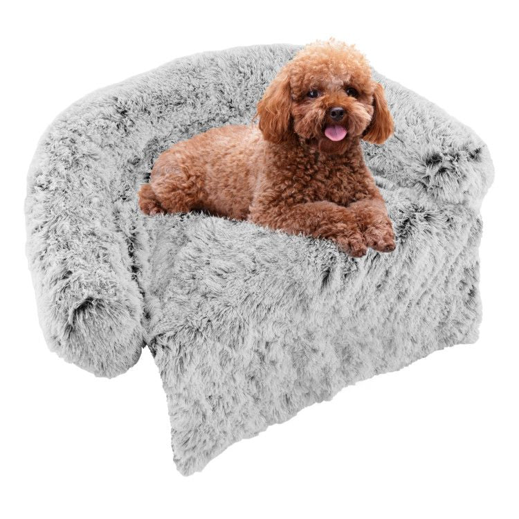 Plush Calming Dog Couch Bed with Anti-Slip Bottom