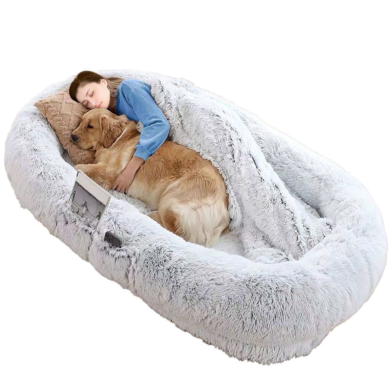 Human Size Dog Bed with Pillow Blanket