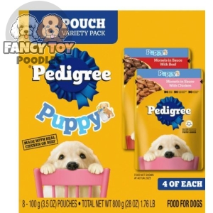 Pedigree Puppy Soft Wet Dog Food Variety Pack, 3.5 oz Pouches (8 Pack)