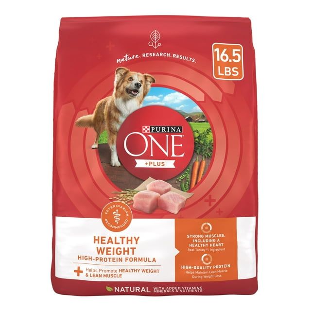Purina ONE Plus Healthy Weight Dry Dog Food, Real Turkey, 16.5 lb Bag